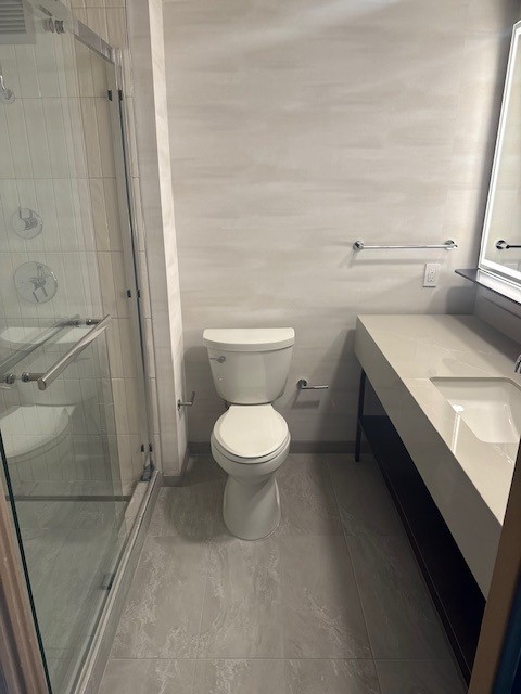 newly renovated bathroom overview